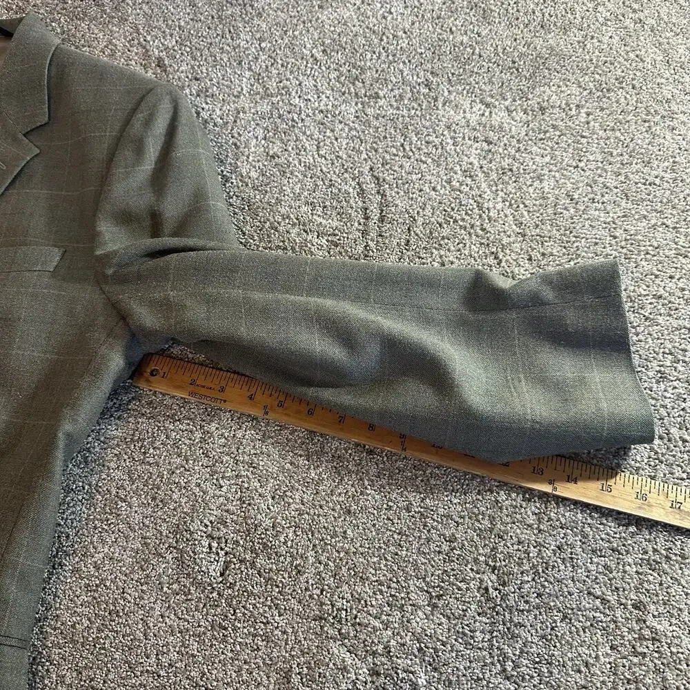 Jos A Bank Sport Coat Mens Size 46R Silk Wool Windowpane Plaid Blazer